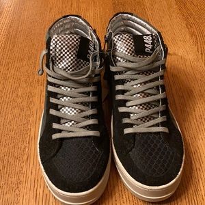 P448 Leather High Tops Skate Shoes Made in Italy